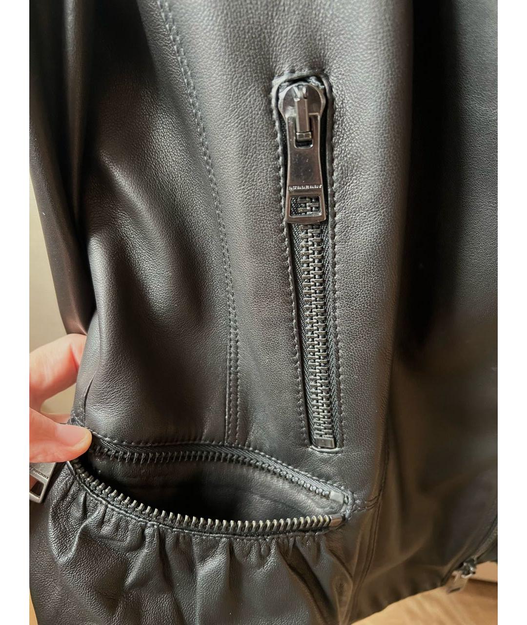 BURBERRY Черная кожаная куртка, фото 7