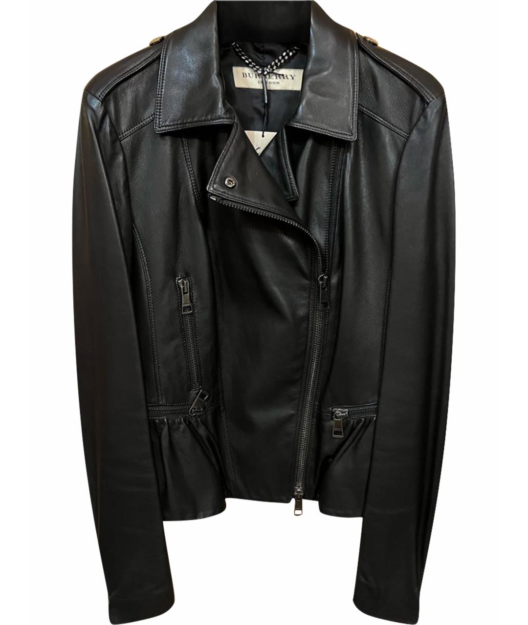 BURBERRY Черная кожаная куртка, фото 1