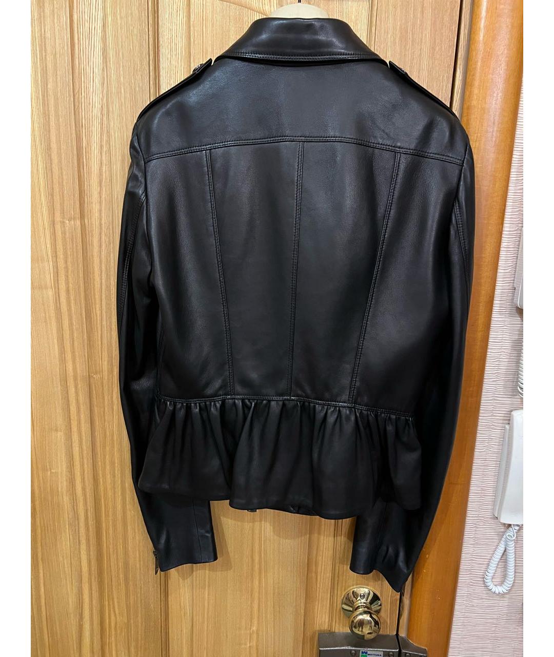 BURBERRY Черная кожаная куртка, фото 2