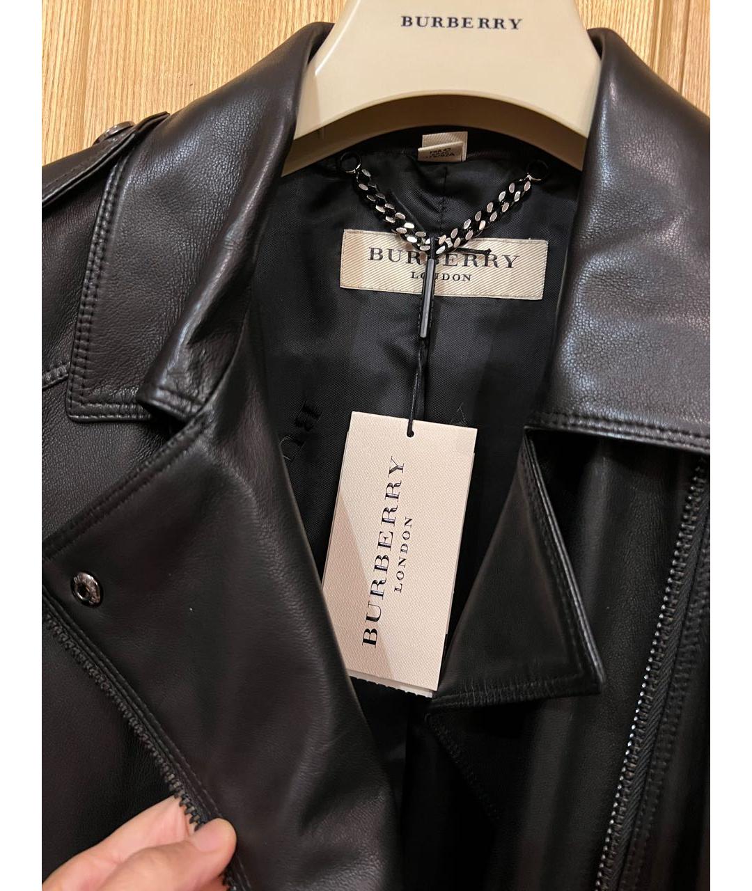 BURBERRY Черная кожаная куртка, фото 3