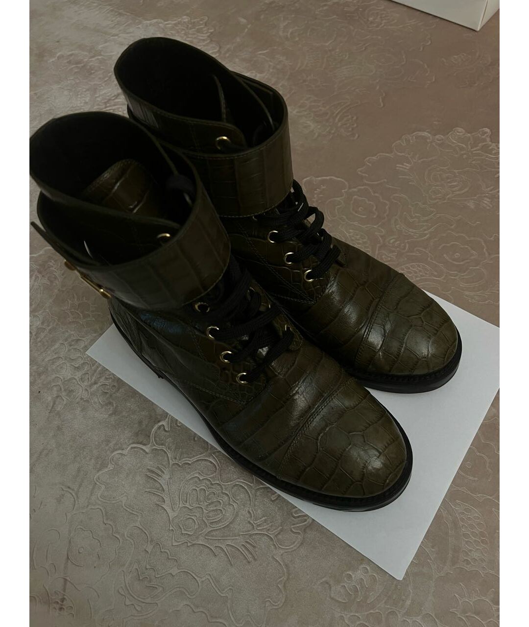 LOUIS VUITTON PRE-OWNED Хаки кожаные ботинки, фото 2