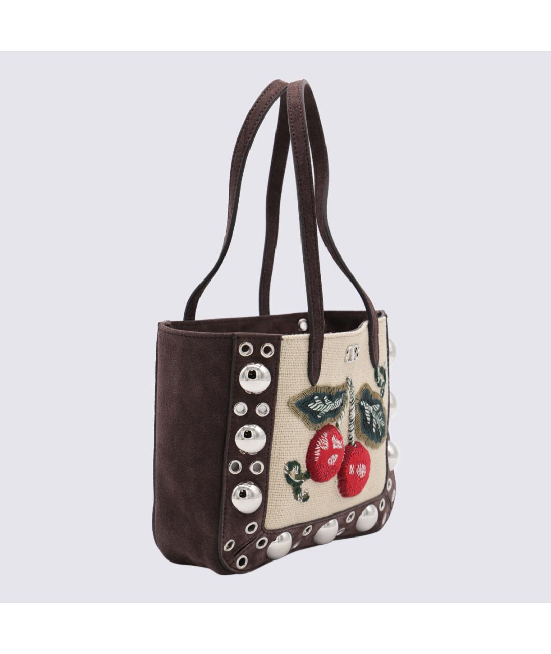 VALENTINO Коричневая кожаная сумка тоут, фото 2