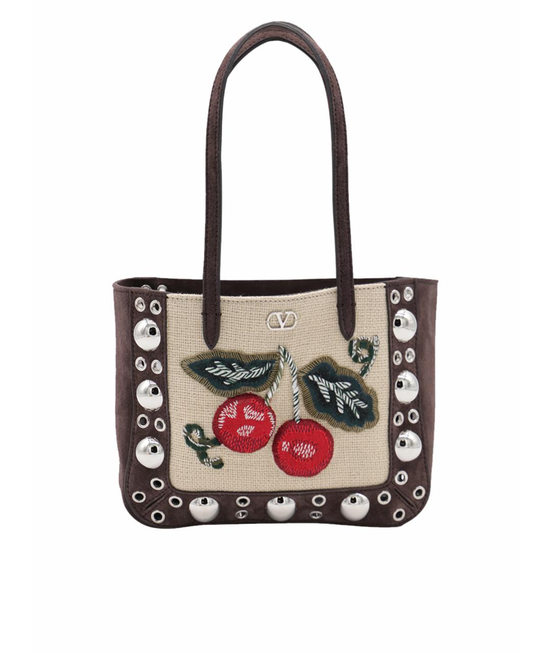 VALENTINO Коричневая кожаная сумка тоут, фото 1