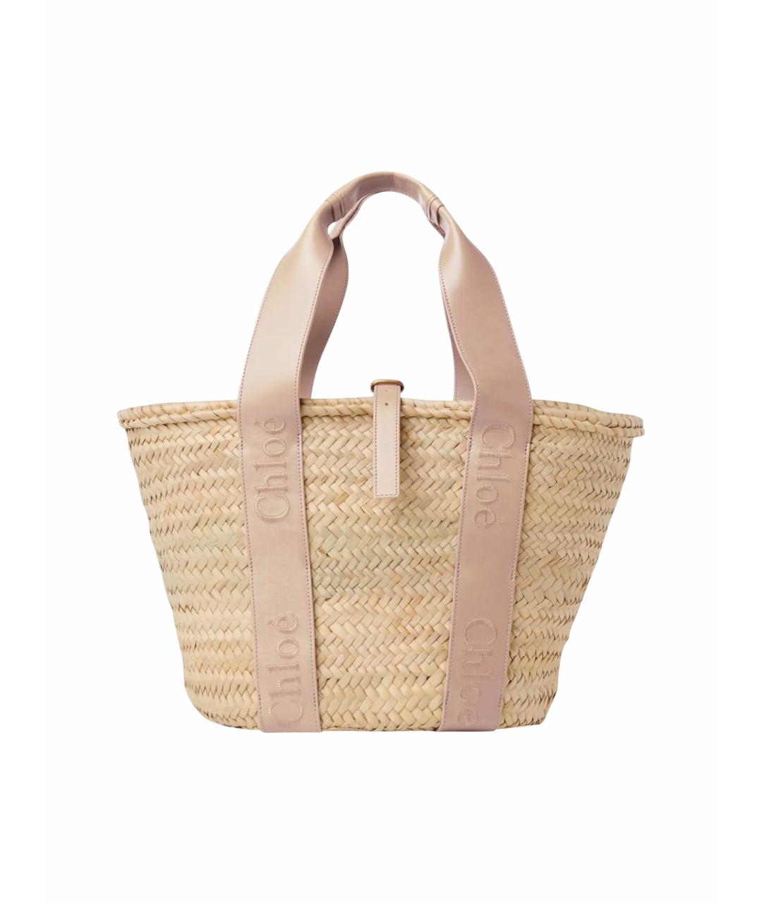CHLOE Бежевая пелетеная сумка тоут, фото 1