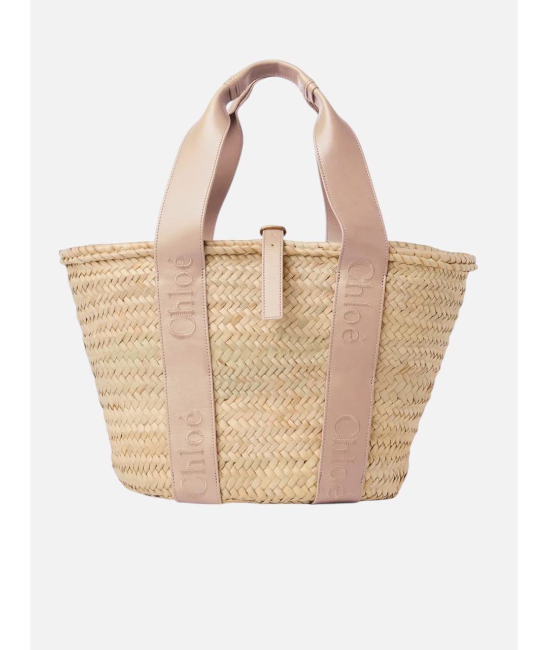 CHLOE Бежевая пелетеная сумка тоут, фото 4