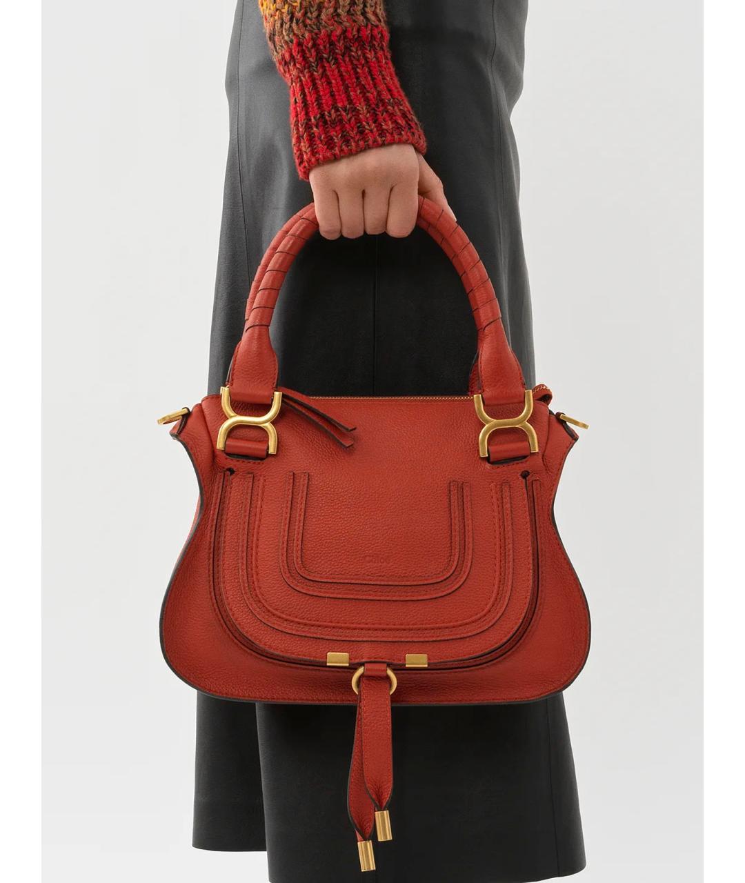 CHLOE Красная кожаная сумка тоут, фото 3