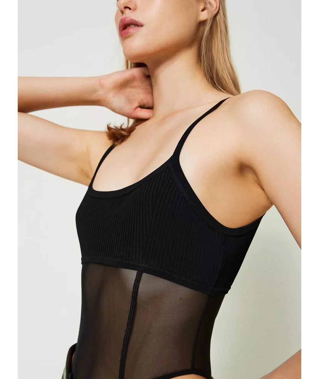 TWIN-SET Черное вискозное боди, фото 5