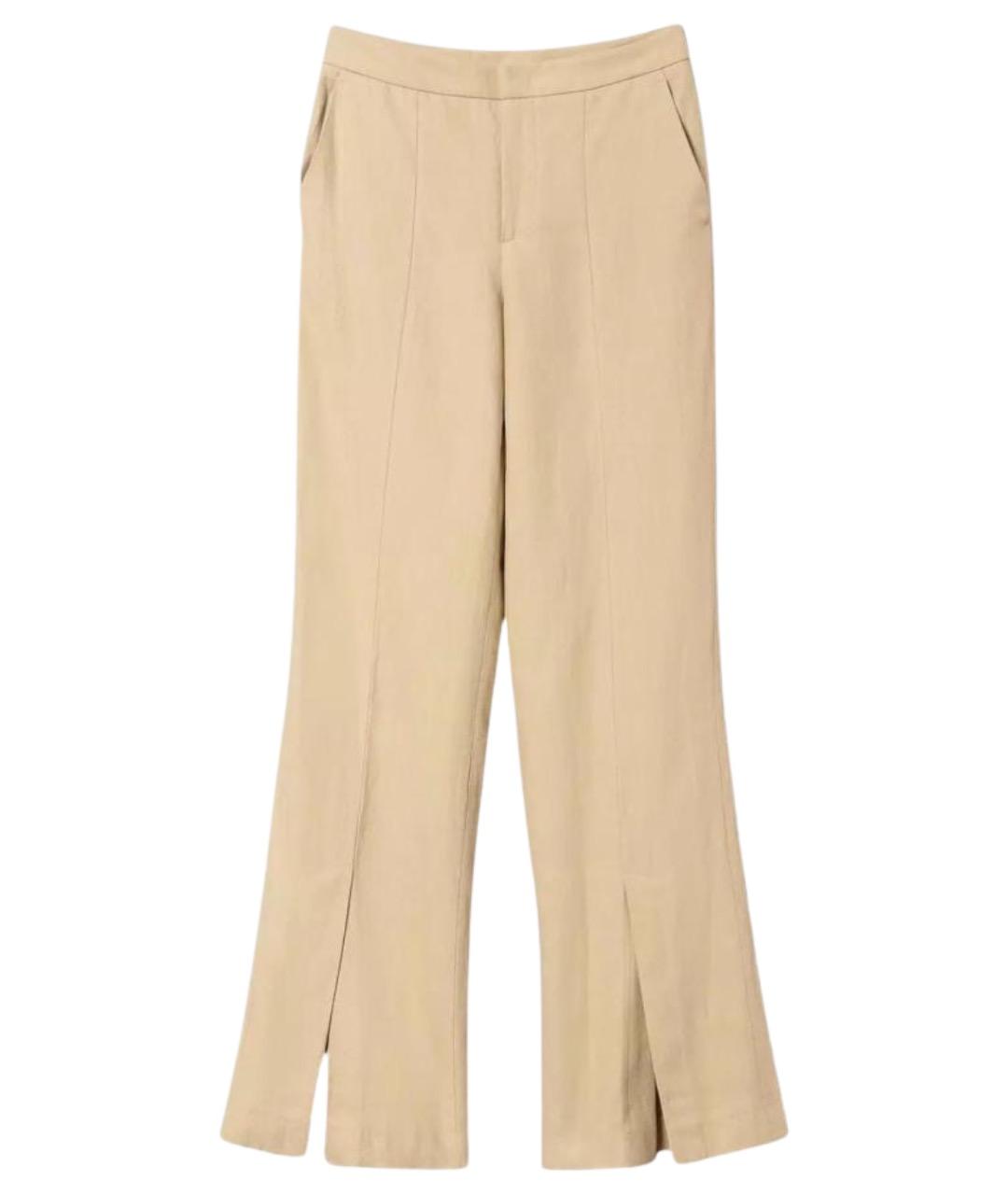 TWIN-SET Бежевые хлопковые брюки широкие, фото 1