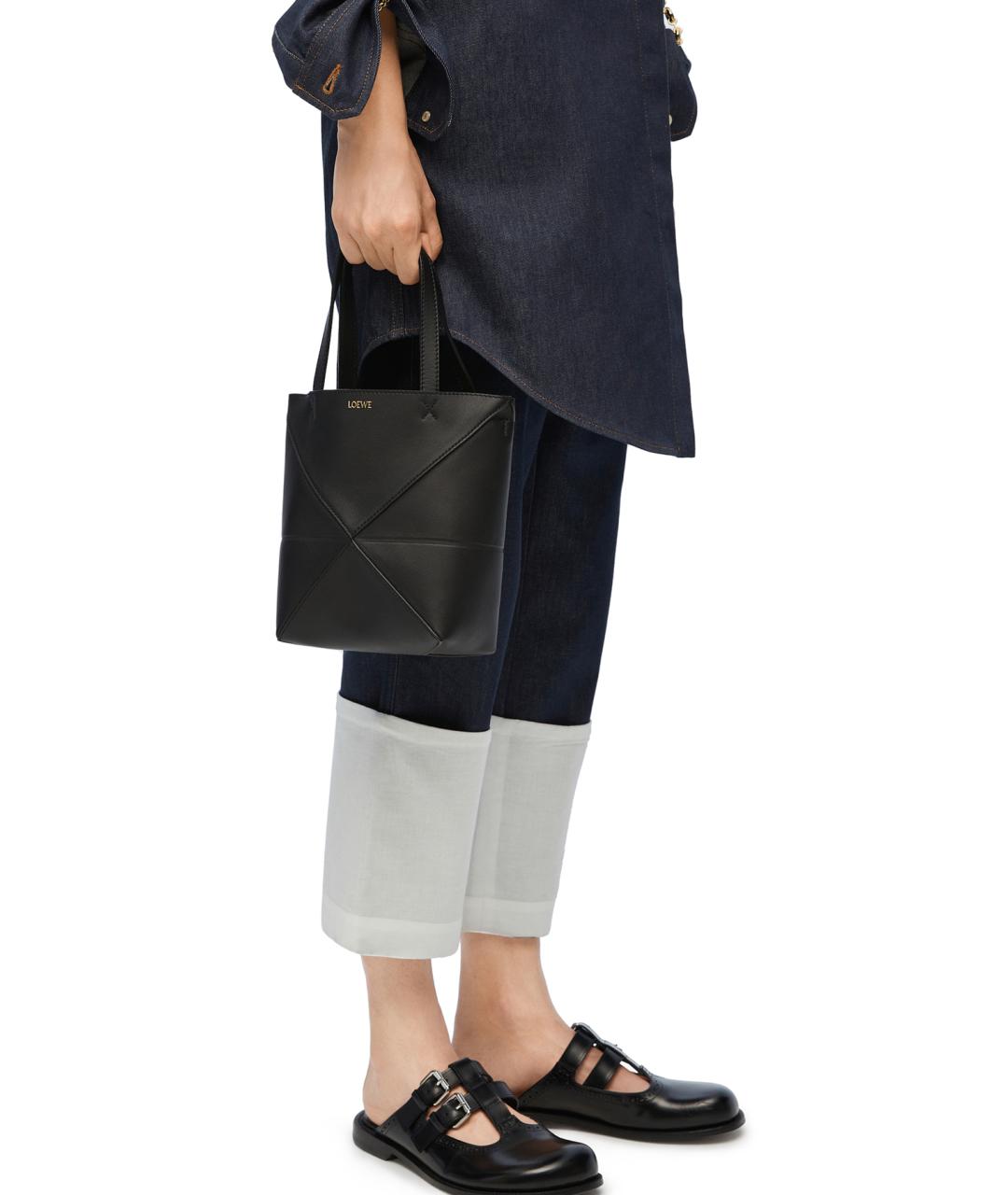 LOEWE Черная кожаная сумка тоут, фото 3