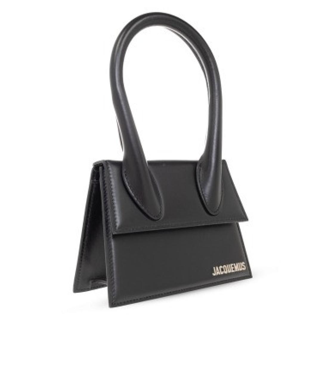 JACQUEMUS Черная кожаная сумка с короткими ручками, фото 2