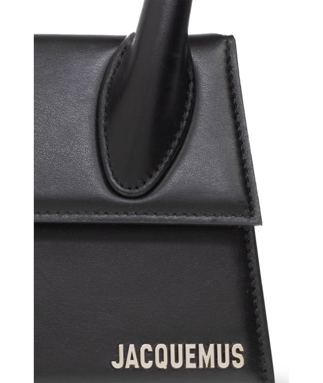 JACQUEMUS Черная кожаная сумка с короткими ручками, фото 3