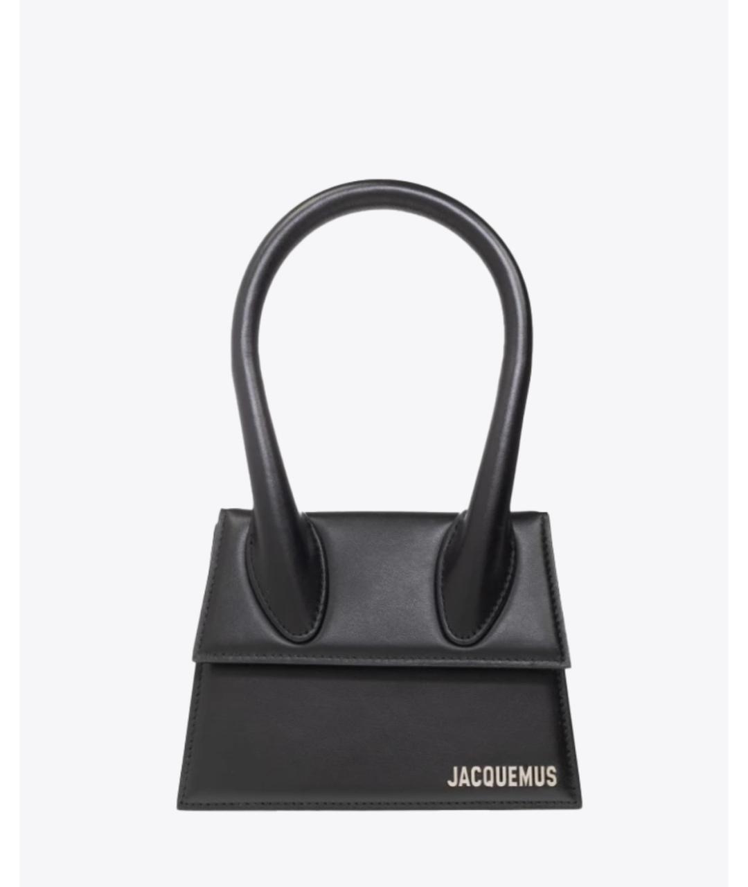 JACQUEMUS Черная кожаная сумка с короткими ручками, фото 5