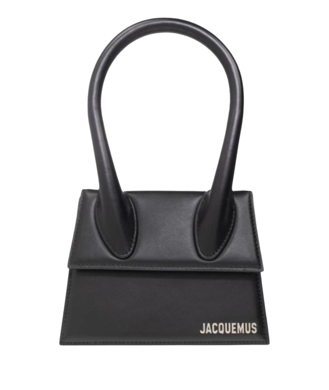 JACQUEMUS Черная кожаная сумка с короткими ручками, фото 1
