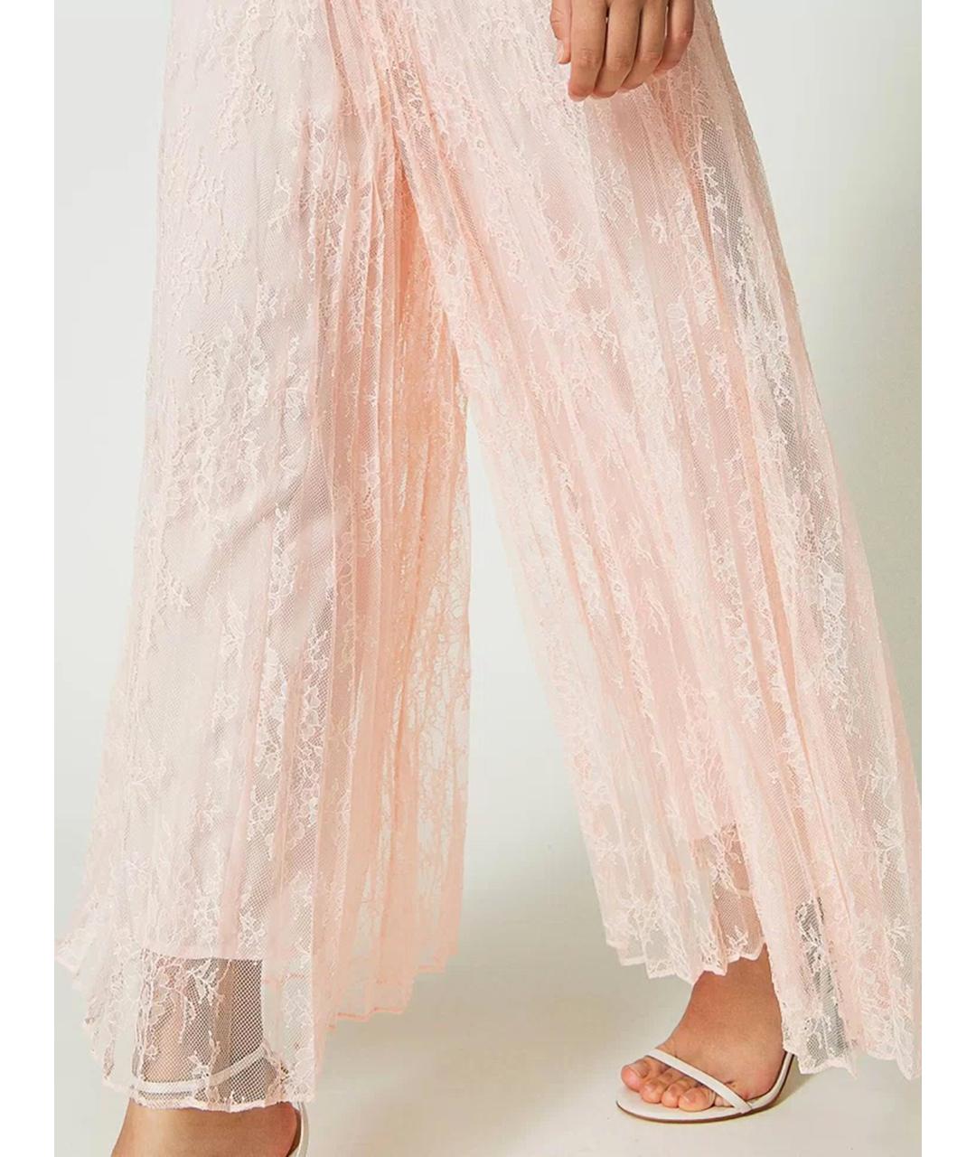 TWIN-SET Розовые полиэстеровые брюки широкие, фото 4