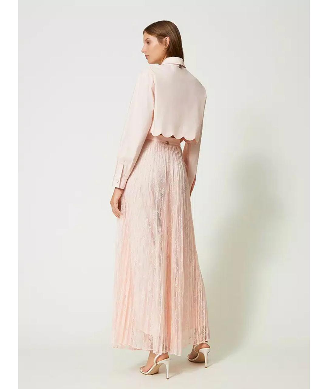 TWIN-SET Розовые полиэстеровые брюки широкие, фото 5