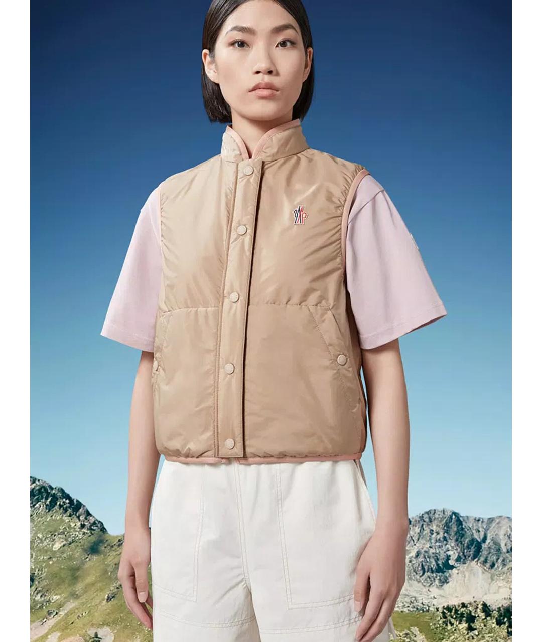 MONCLER Розовый полиэстеровый жилет, фото 3