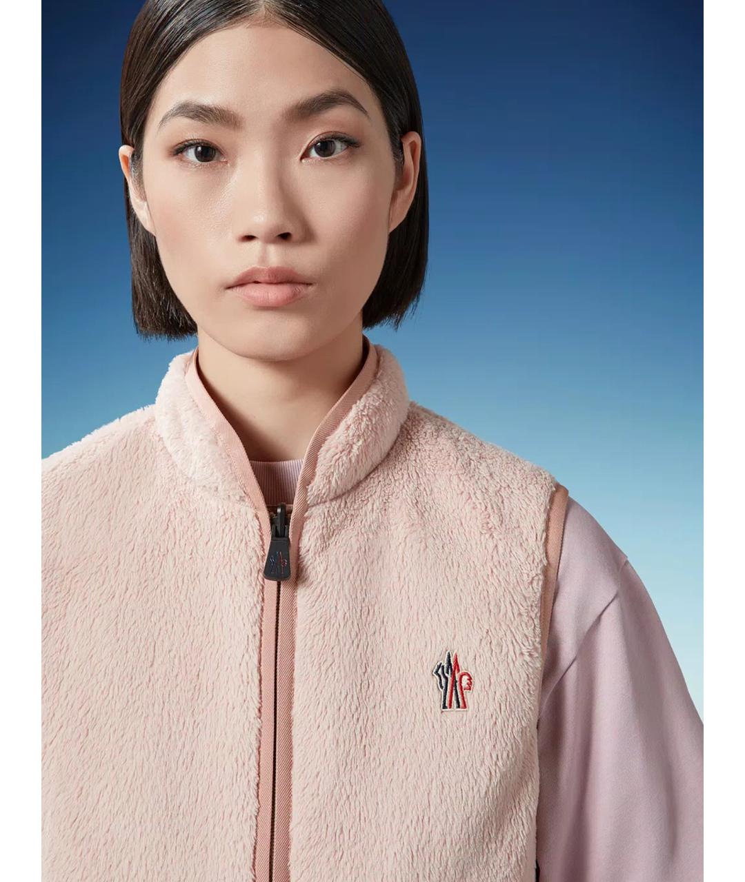 MONCLER Розовый полиэстеровый жилет, фото 4