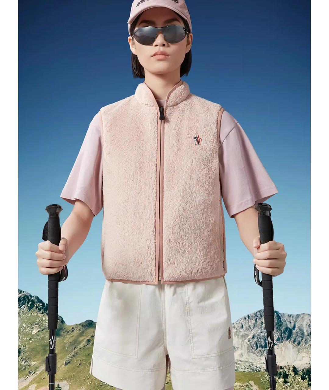 MONCLER Розовый полиэстеровый жилет, фото 2