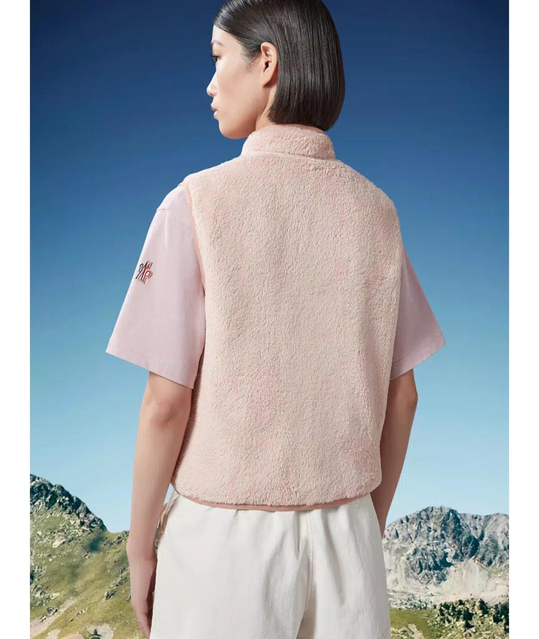 MONCLER Розовый полиэстеровый жилет, фото 5