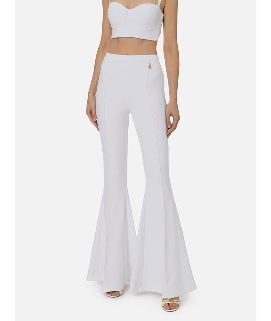 ELISABETTA FRANCHI Белые полиэстеровые брюки широкие, фото 3