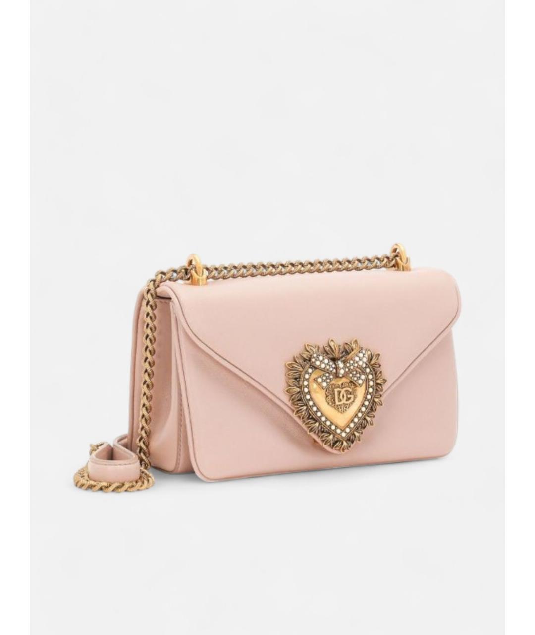 DOLCE&GABBANA Розовая кожаная сумка через плечо, фото 2