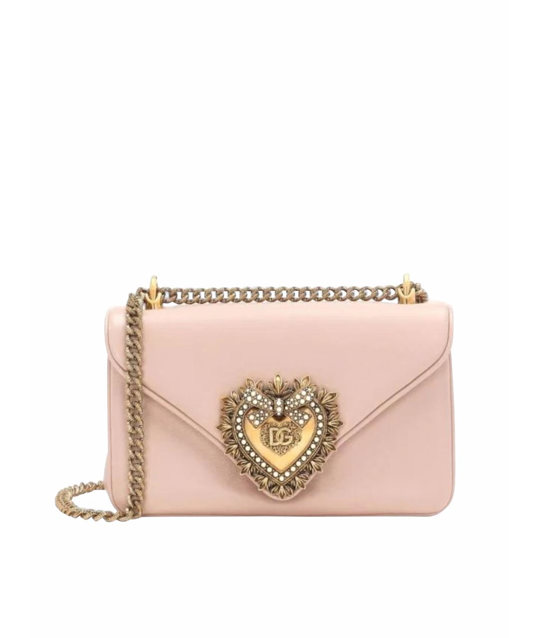DOLCE&GABBANA Розовая кожаная сумка через плечо, фото 1