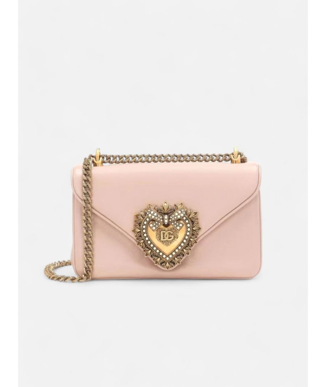 DOLCE&GABBANA Розовая кожаная сумка через плечо, фото 4