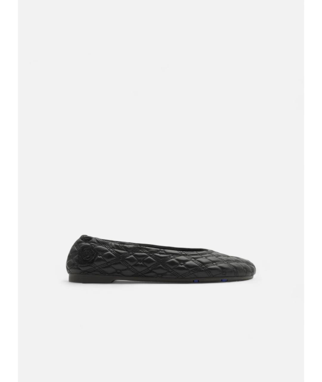 BURBERRY Черные кожаные балетки, фото 4