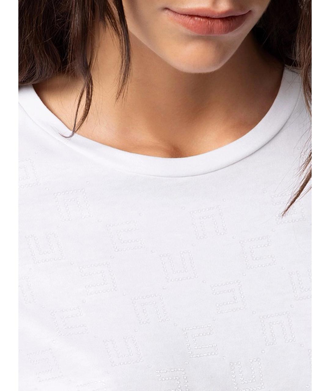 ELISABETTA FRANCHI Белая хлопковая футболка, фото 4