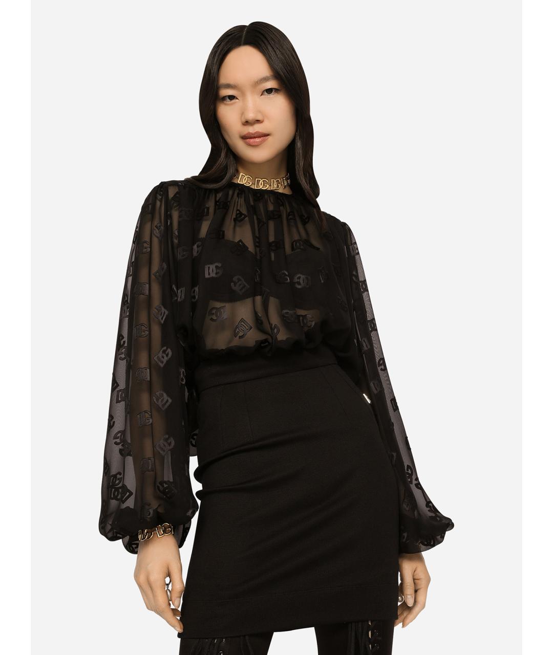 DOLCE&GABBANA Черная атласная блузы, фото 2