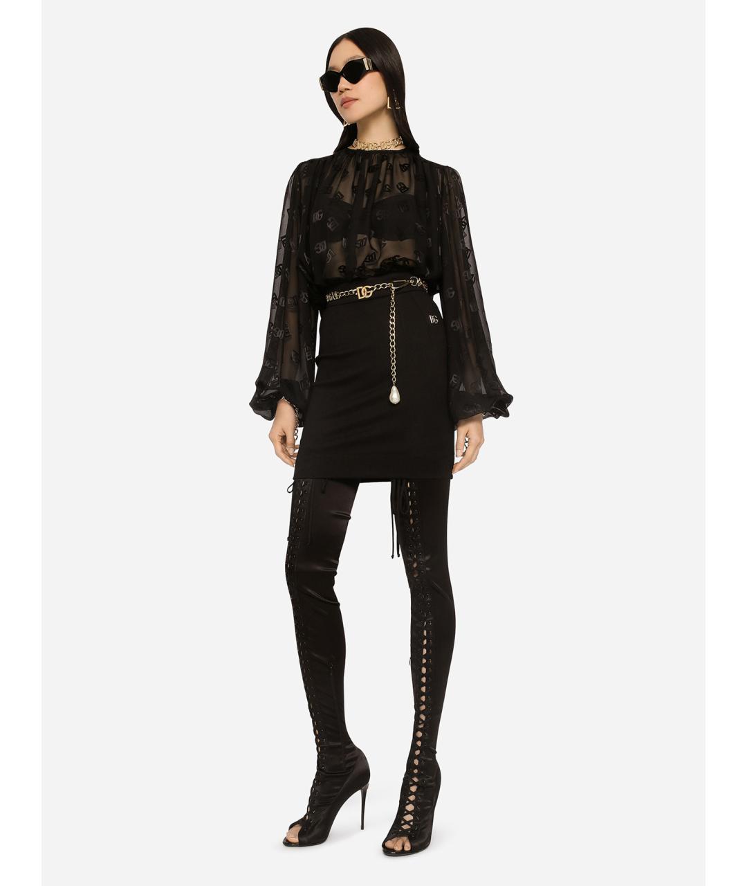 DOLCE&GABBANA Черная атласная блузы, фото 3