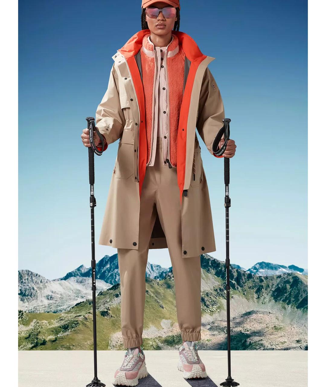 MONCLER Бежевая полиэстеровая парка, фото 2