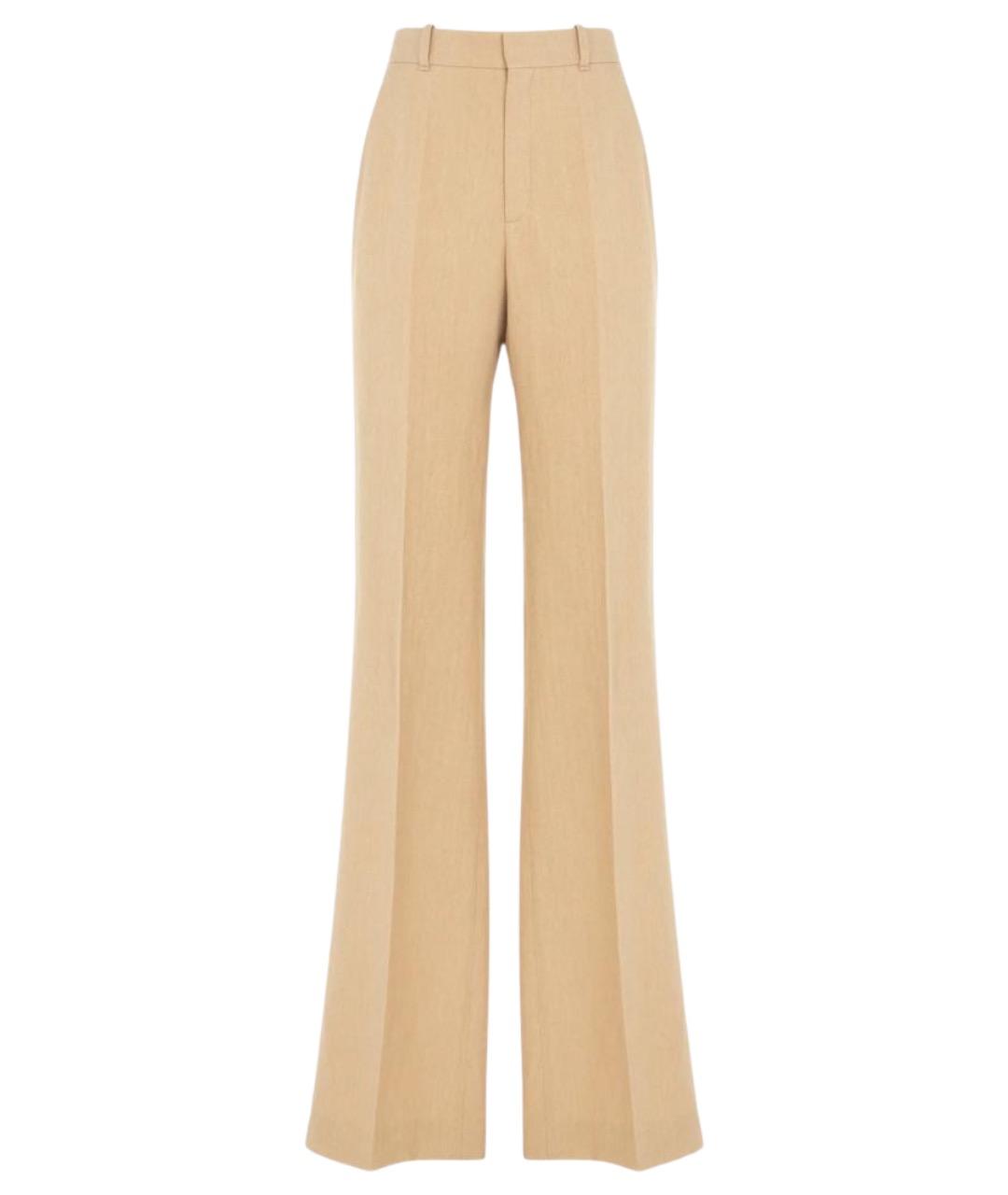 CHLOE Бежевые льняные прямые брюки, фото 1