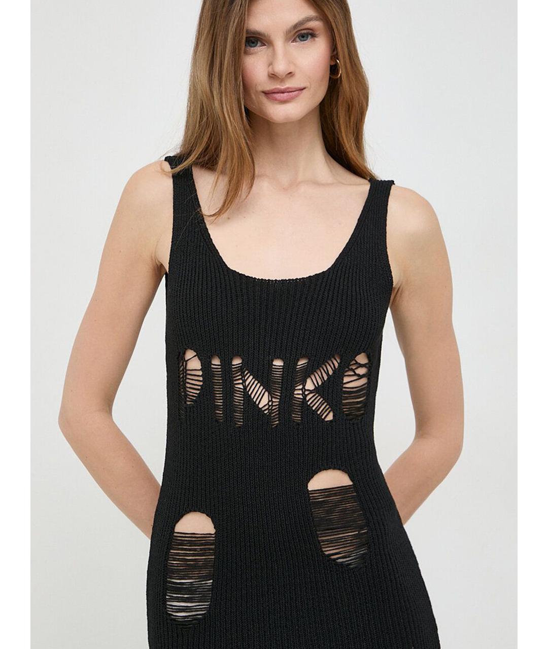 PINKO Черное хлопковое повседневное платье, фото 2