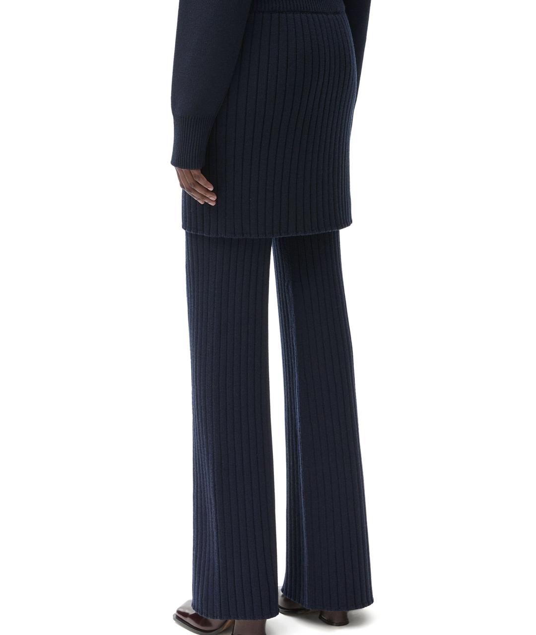 LOEWE Темно-синие шерстяные прямые брюки, фото 4