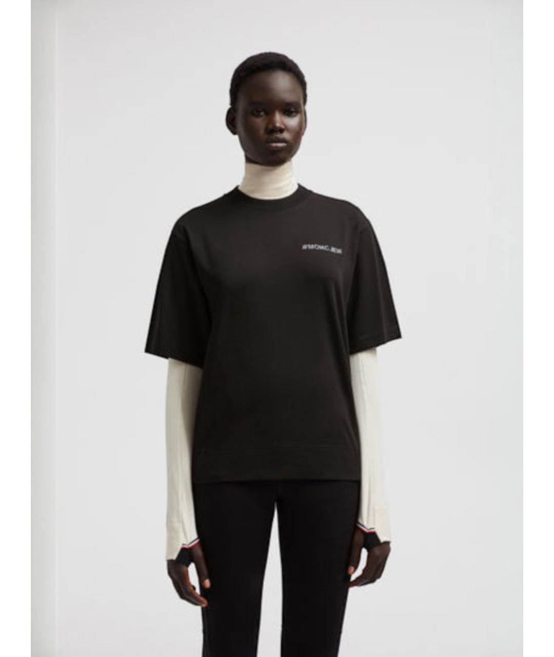 MONCLER Черная хлопковая футболка, фото 2