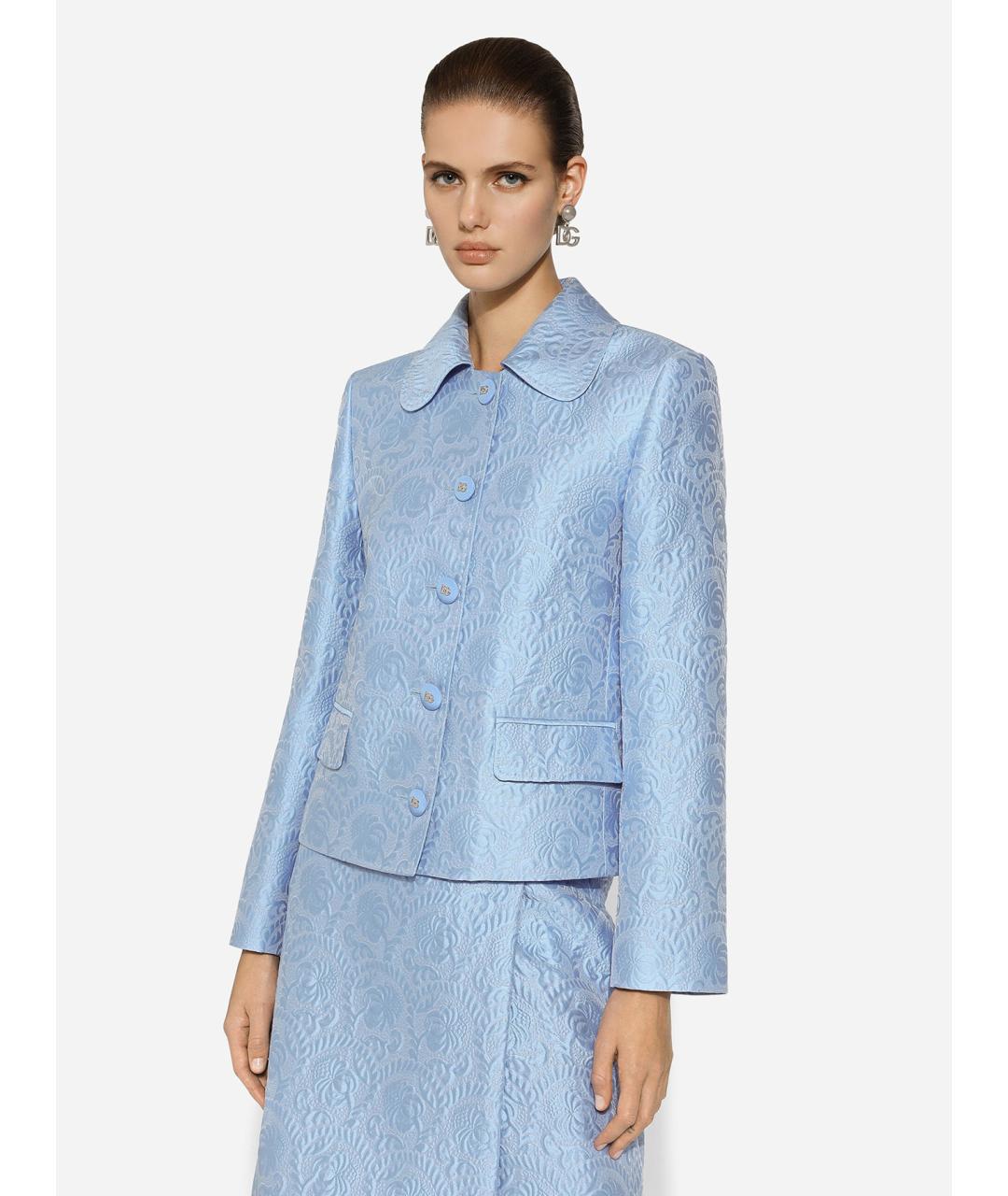 DOLCE&GABBANA Голубой хлопковый жакет/пиджак, фото 2