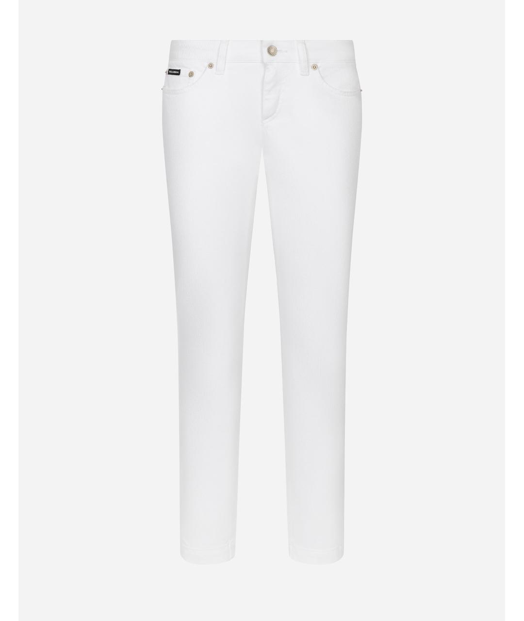 DOLCE&GABBANA Белые хлопковые джинсы слим, фото 1