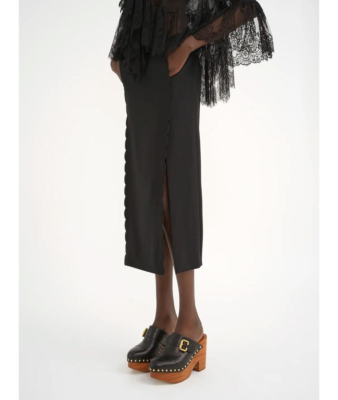 CHLOE Черная вискозная юбка миди, фото 3