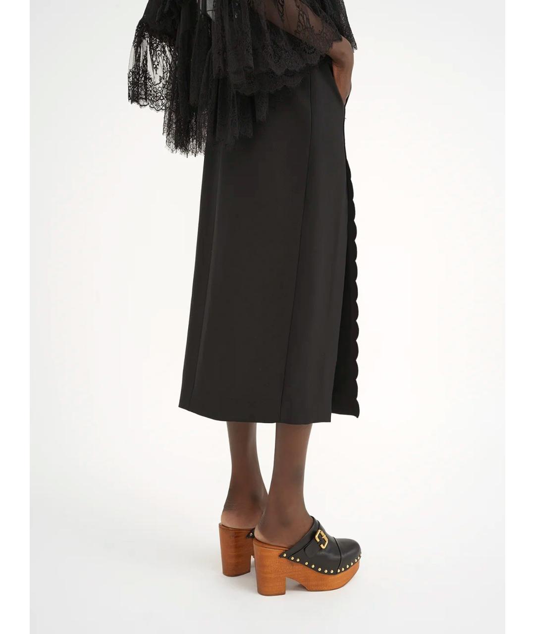 CHLOE Черная вискозная юбка миди, фото 4