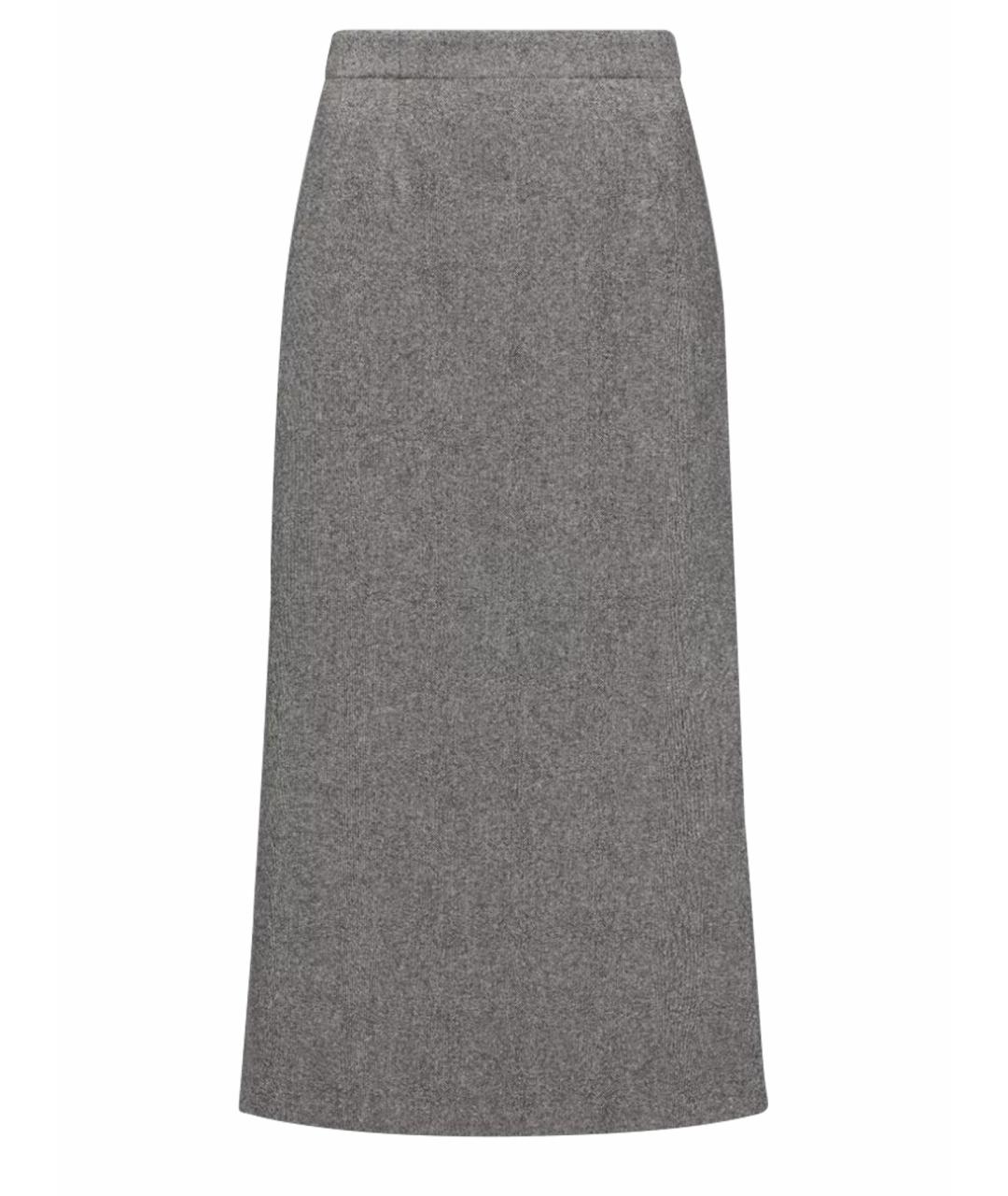 CHRISTIAN DIOR Серая шерстяная юбка миди, фото 1