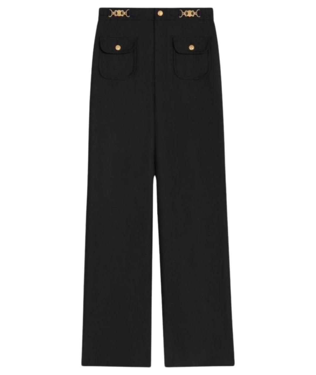 CELINE Черные шерстяные прямые брюки, фото 1