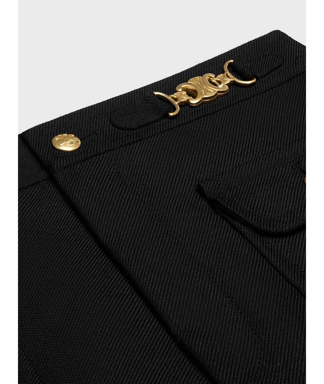 CELINE Черные шерстяные прямые брюки, фото 2