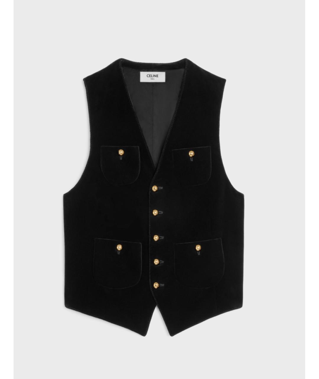 CELINE Черный хлопковый жилет, фото 3
