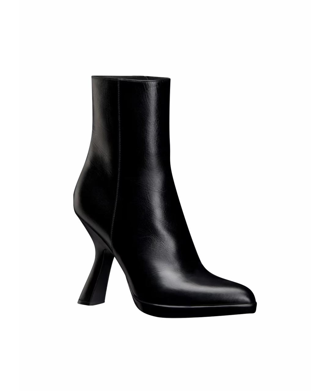 CHRISTIAN DIOR Черные кожаные ботильоны, фото 1