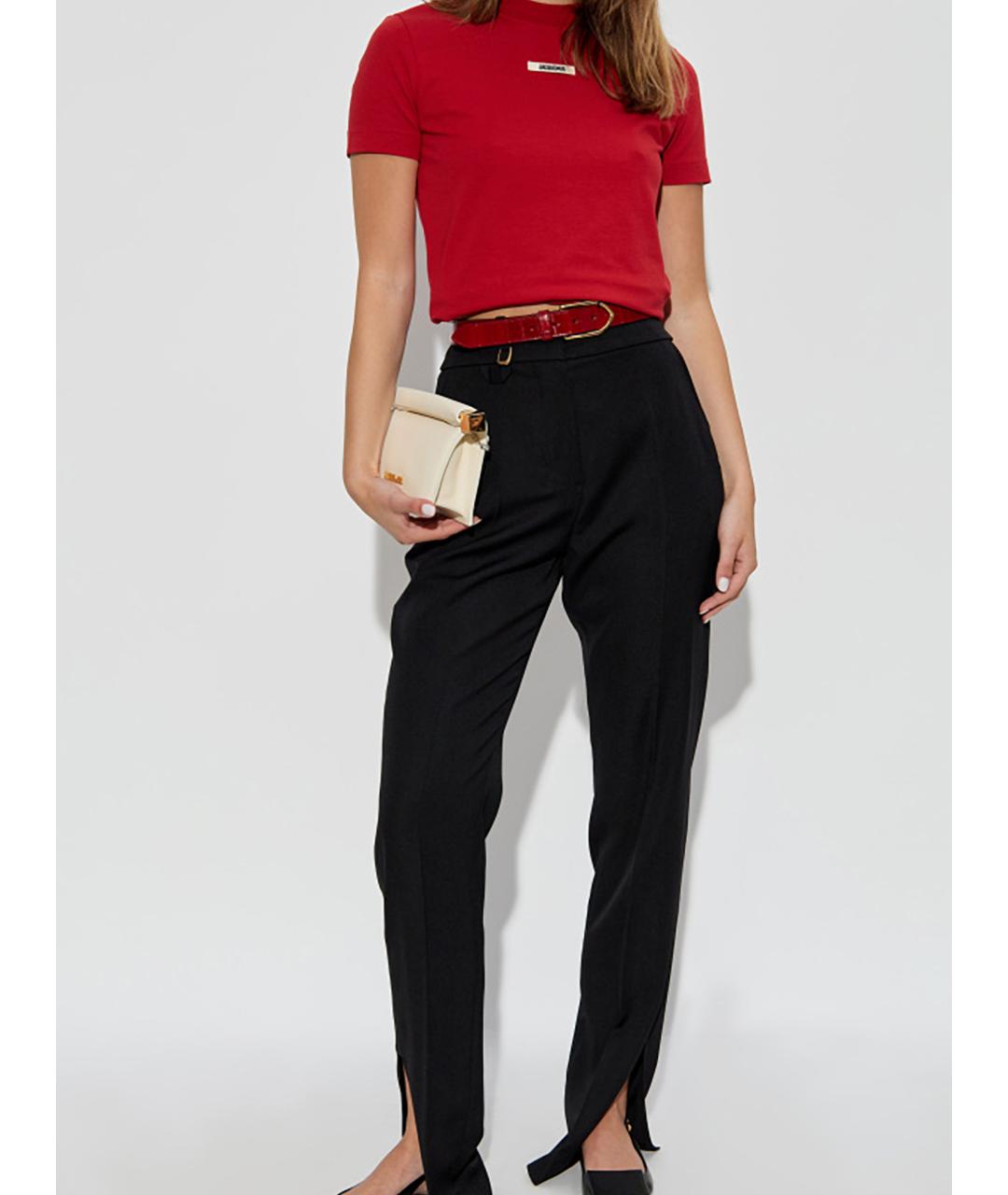 JACQUEMUS Черные шерстяные прямые брюки, фото 2