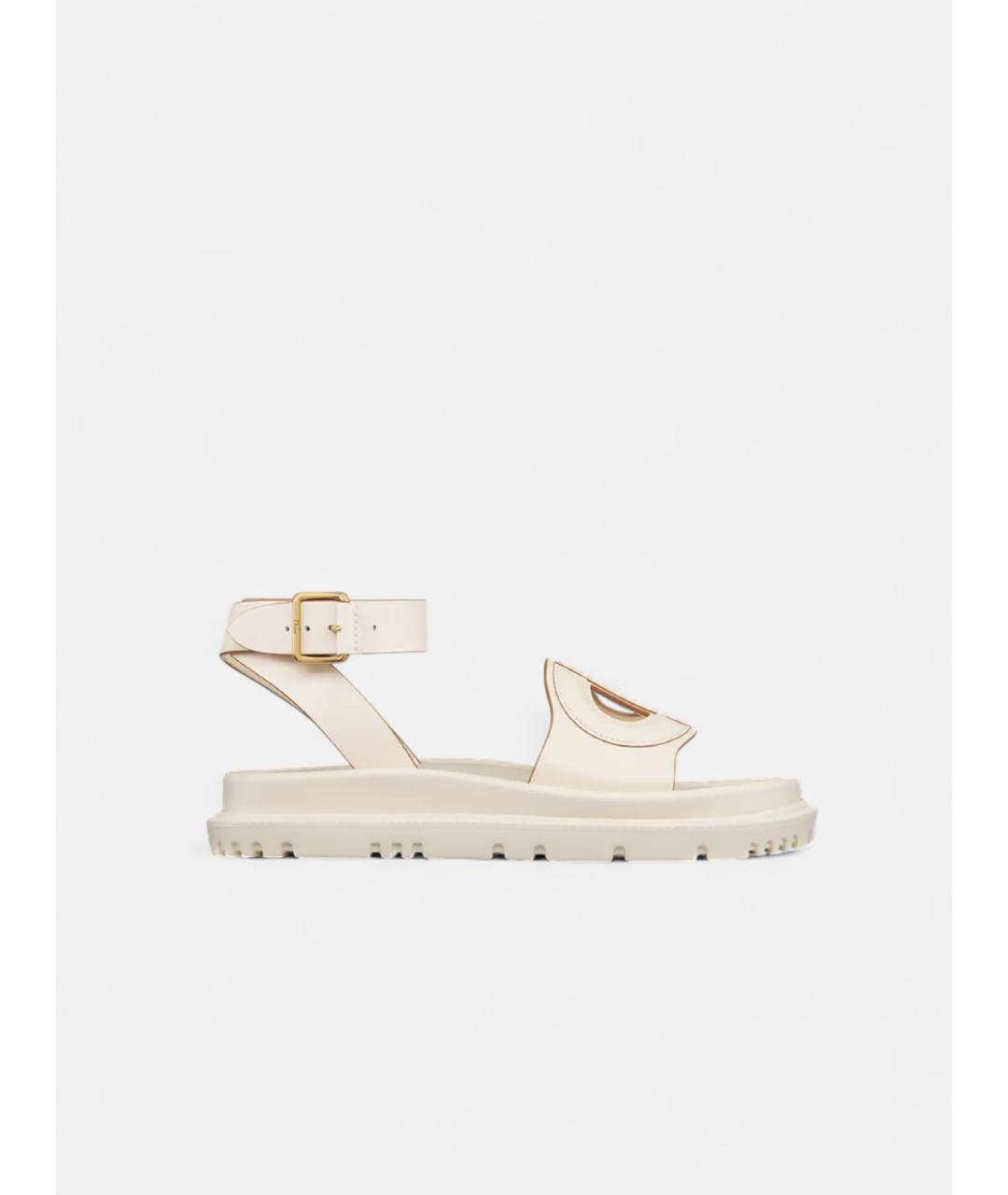 CHRISTIAN DIOR Белые кожаные сандалии, фото 5