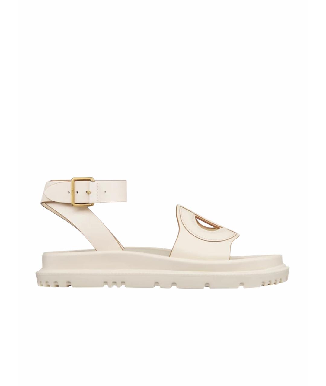 CHRISTIAN DIOR Белые кожаные сандалии, фото 1
