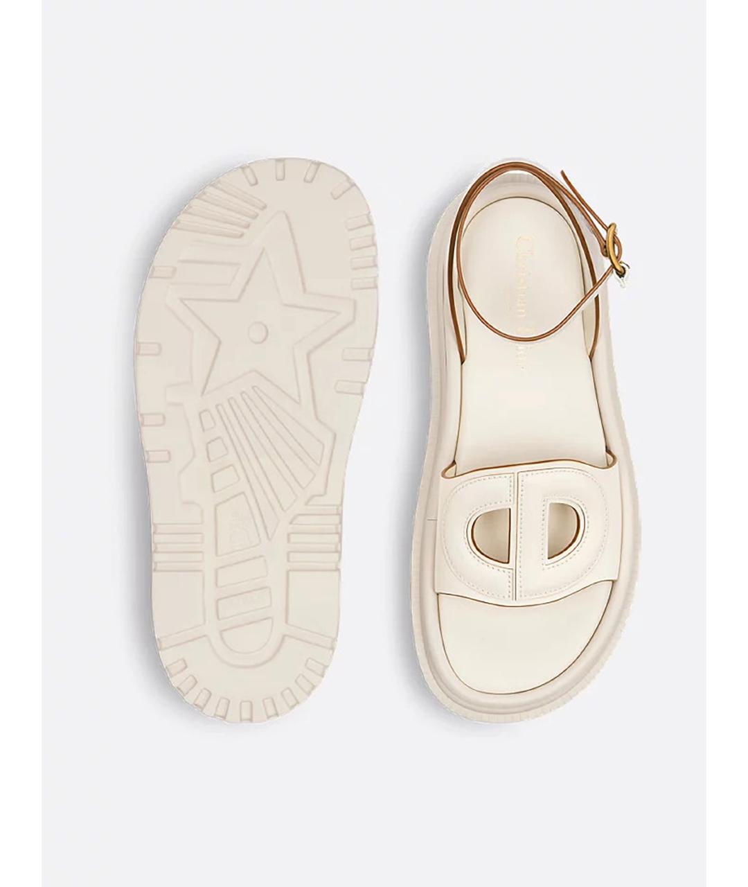 CHRISTIAN DIOR Белые кожаные сандалии, фото 4