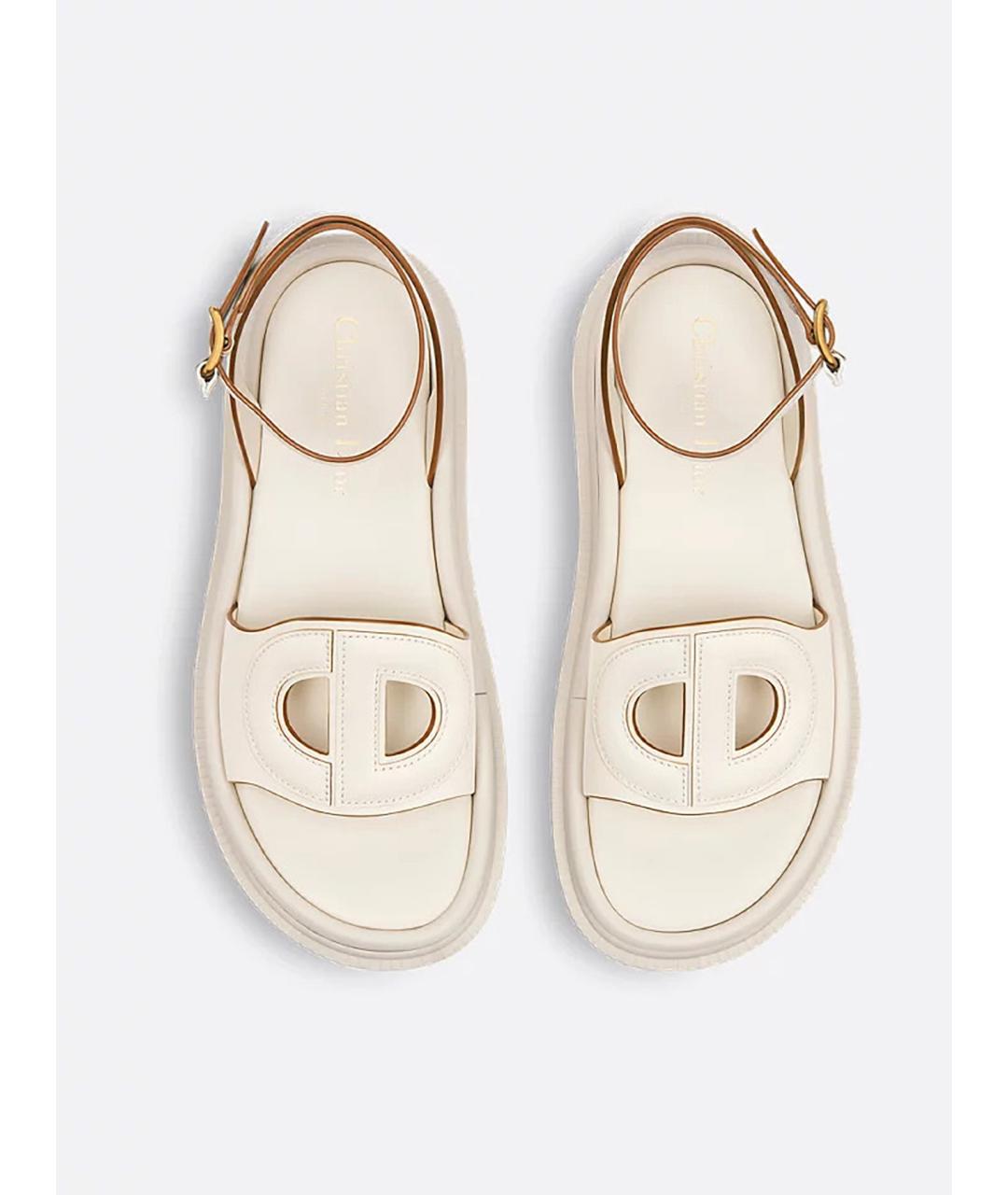CHRISTIAN DIOR Белые кожаные сандалии, фото 3